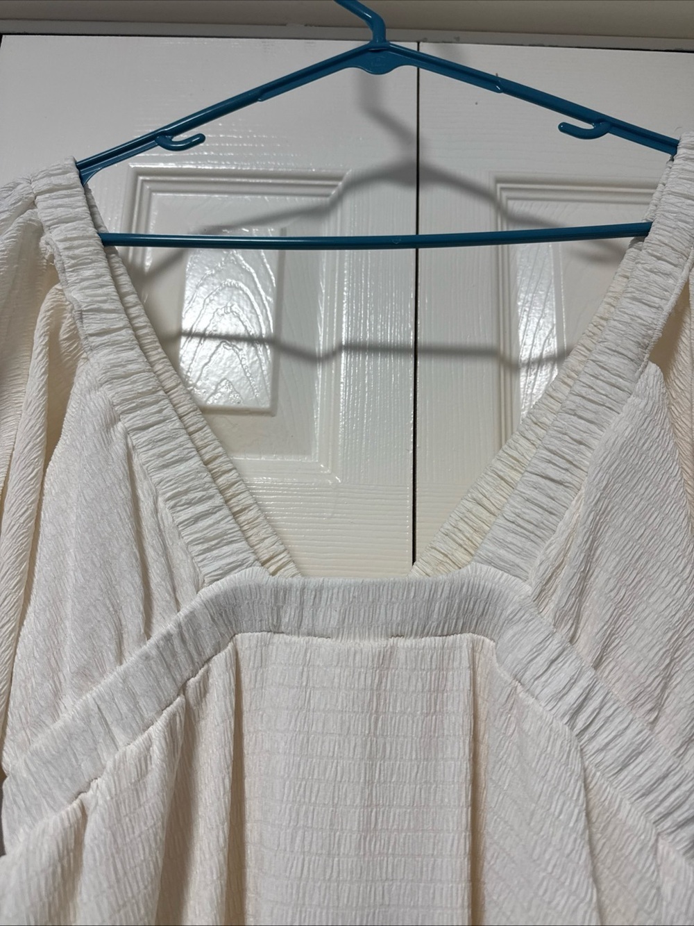 White V-Neck Tiered Flowy Women's Dress Kikibell B2 - Picture 9 of 10